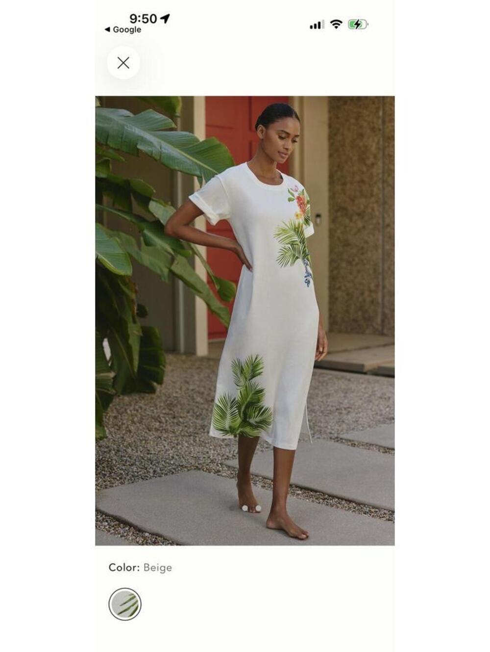 NWOT Anthropologie Celandine Cotton Botanical short sleeve tshirt dress xs